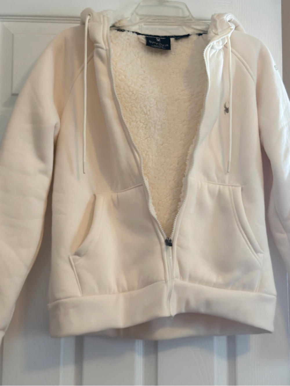 Spyder Cream Sherpa-Lined Zip Hoodie Jacket